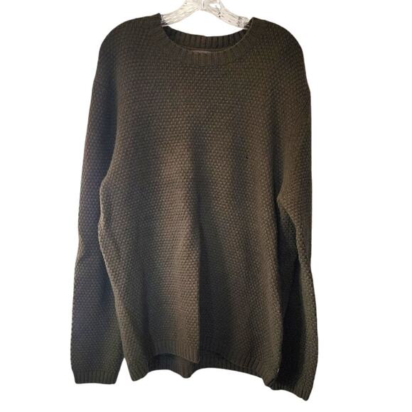 Toad & Co Green Lambswool Malamute Waffle Knit Elbow Patch Textured Sweater XL - Picture 1 of 6